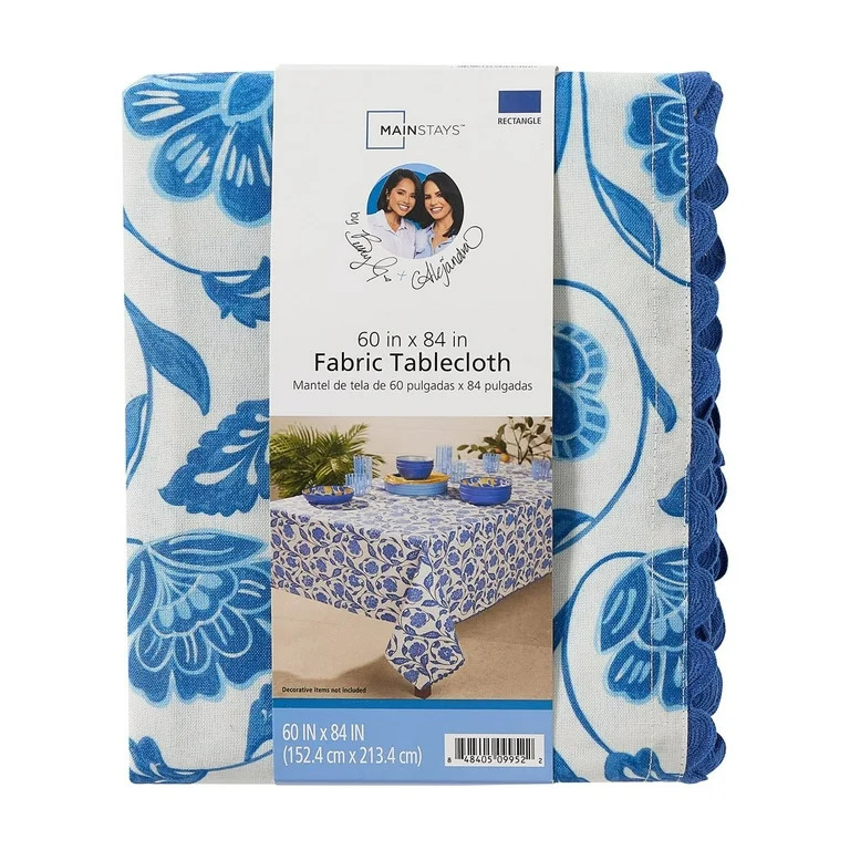 Mainstays by Becky G. & Alejandra Fabric Tablecloth, Blue Floral, 60" x 84" | Walmart (US)