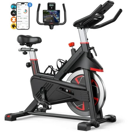 MERACH Exercise Bike Indoor Stationary Cycling Bike with 350lbs Weight Capacity 100 Resistance with LED Monitor Free APP Silent Belt Drive and Comfortable Seat Cushion for Cardio Workout | Walmart (US)