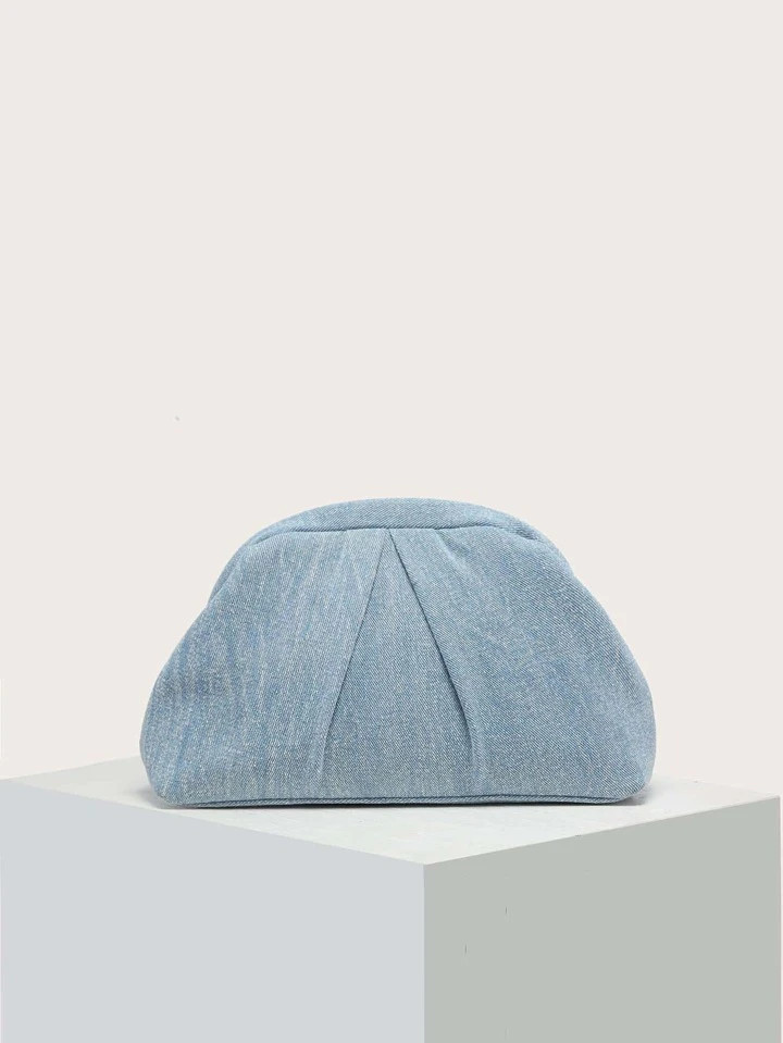Retro Millennium Street Style Simple Classic Denim Pleated Cloud Clutch Bag | SHEIN