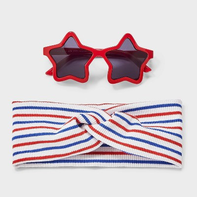Toddler Girls' Star Sunglasses with Headband Set - Cat & Jack™ Red/White/Blue | Target