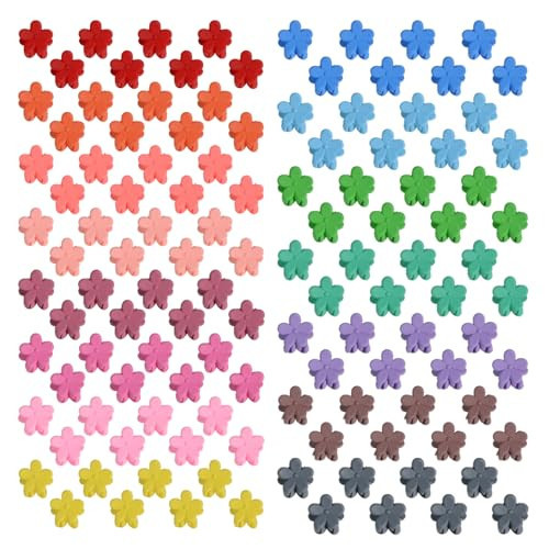 Mini Flower Hair Clip Flower Clips,Colorful Mini Hair Claw,for Women, Girls,Baby, Toddler Bangs Strong Grip Small Tiny Rainbow Hair Clips (50, Matte Colors) | Amazon (US)