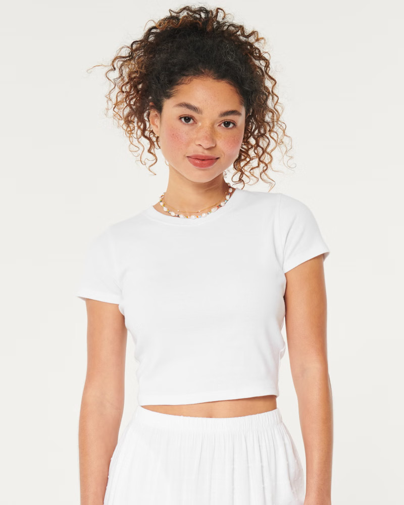 Women's Cotton Crew Baby Tee | Women's Tops | HollisterCo.com | Hollister (US)