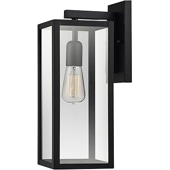 Globe Electric 44176 Bowery 1-Light Outdoor Indoor Wall Sconce, Matte Black, Clear Glass Shade 16 | Amazon (US)