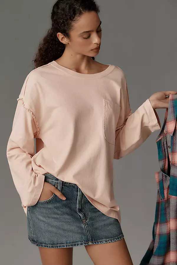 Pilcro Long-Sleeve Boyfriend Tee | Anthropologie (US)