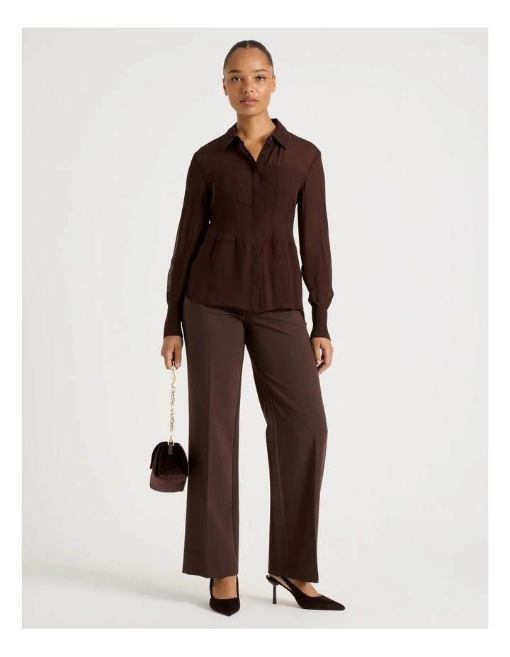 BlaqSheer Panel Shirt in Chocolate | Myer