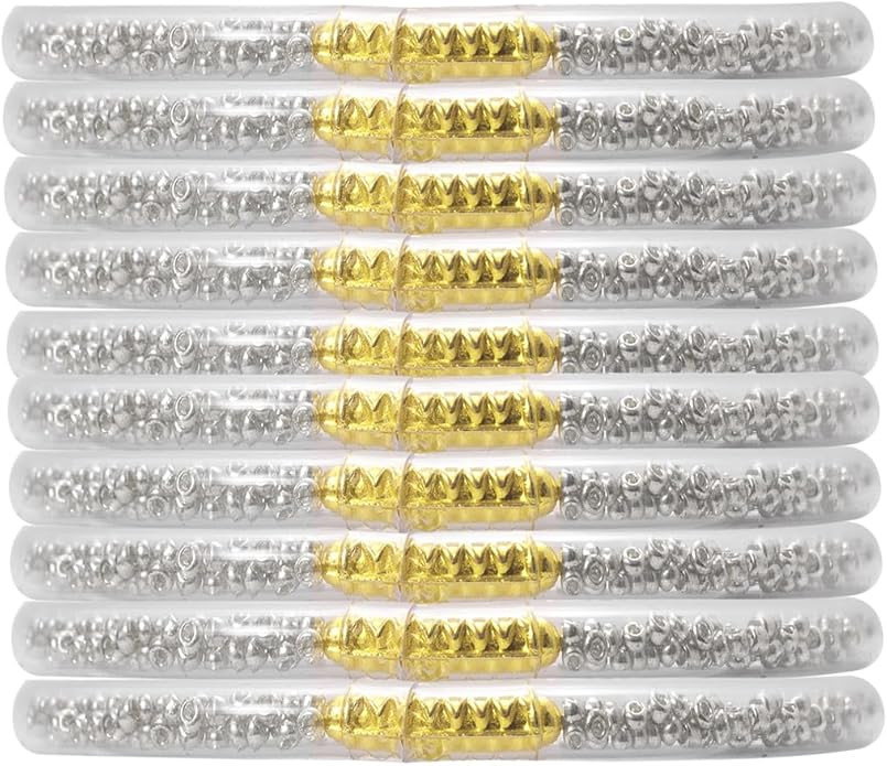 Glitter Jelly Bangle Bracelet Set - Gold Powder Lining Fashion Jewelry - Lightweight Cute Bracele... | Amazon (US)