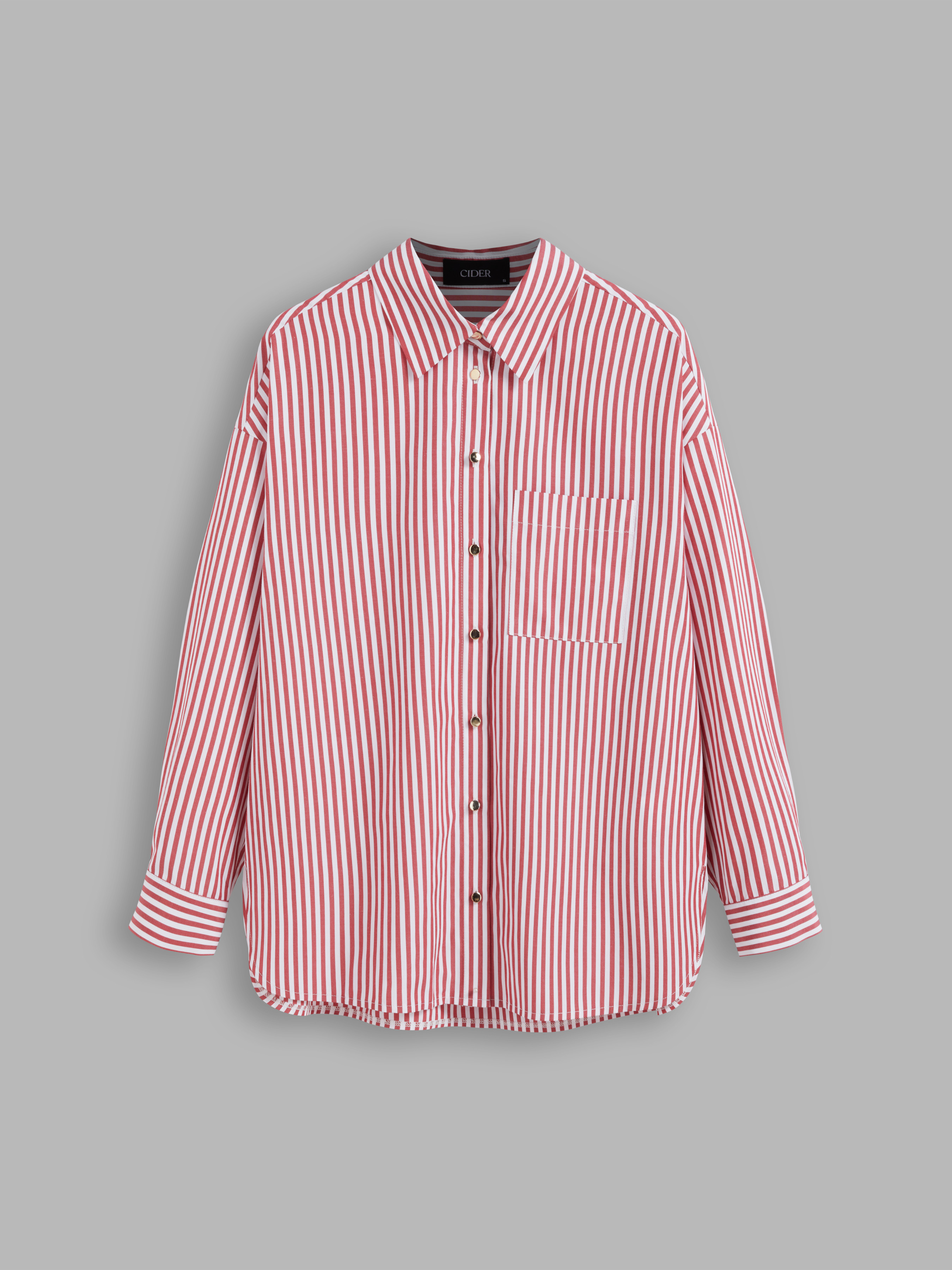 Camicia a maniche lunghe con colletto e bottoni a righe | Cider