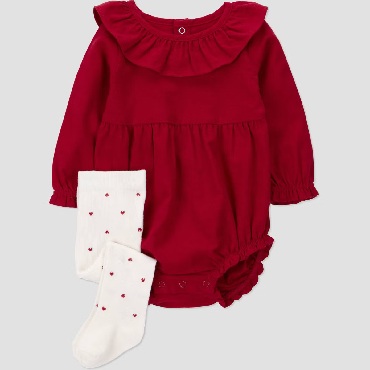 Carter's Just One You® Baby Girls' 2pc Heart Ruffle Romper with Tights Set - Red | Target