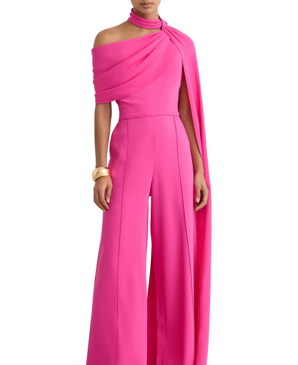 Reiss Women's One-Shoulder Drape Wide-Leg Jumpsuit - Raspberry | Macy's
