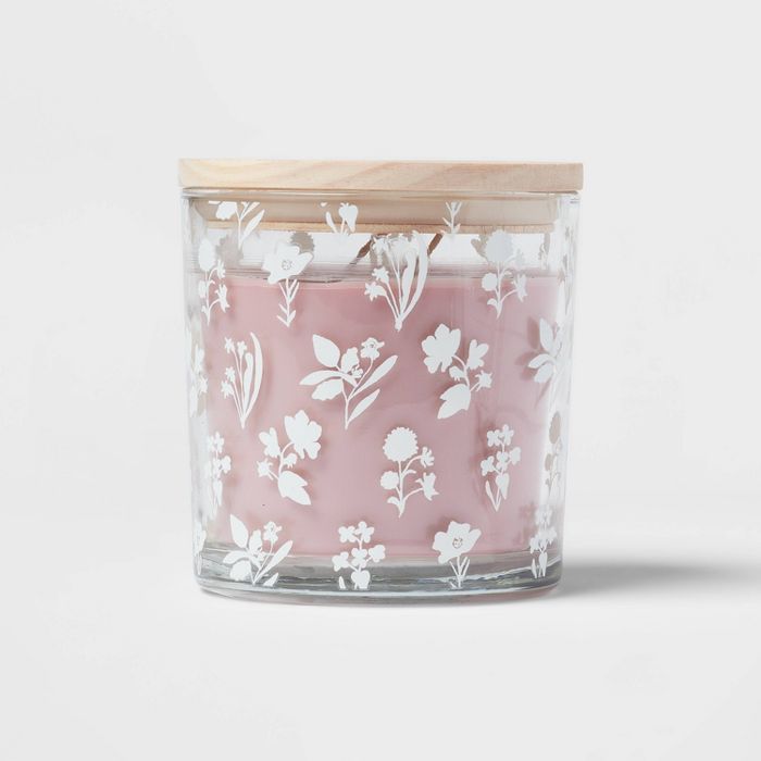 13oz Glass Candle with Lid Berry Blossom & Daisy Pink Floral - Threshold™ | Target