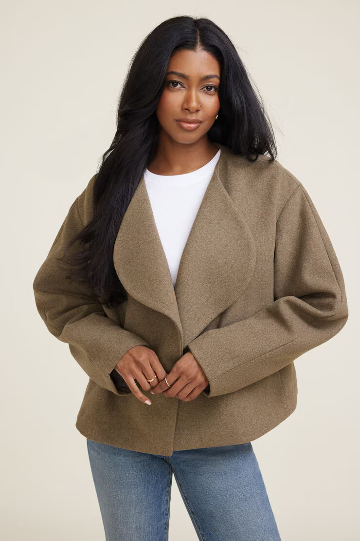 Open Melton Jacket | Dynamite Clothing