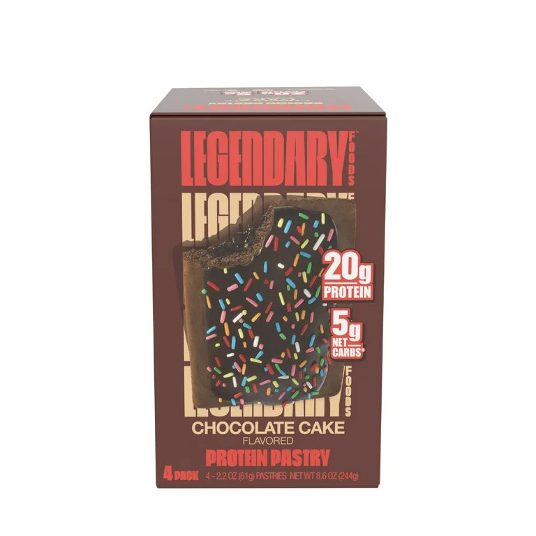 Legendary Foods Protein Pastry, Chocolate Cake, 2.2oz Gluten Free Protein Bar Alternative, 4 P | Walmart (US)