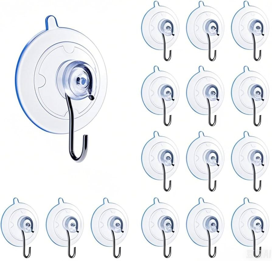 16 Pack Small Adhesive Suction Cup Hooks, 1.2 Inch Clear Mini Suckers Hook for Bathroom, KitchenW... | Amazon (US)
