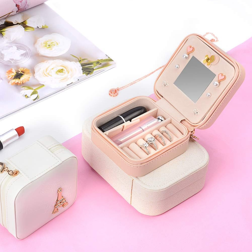 JessLab Jewelry Box, Double Layer Small Jewelry Organizer Box Storage Jewel Case for Earrings Rin... | Amazon (US)