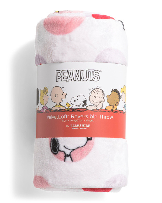 Peanuts Snoopy And Woodstock Heart Polka Dot Reversible Throw | TJ Maxx