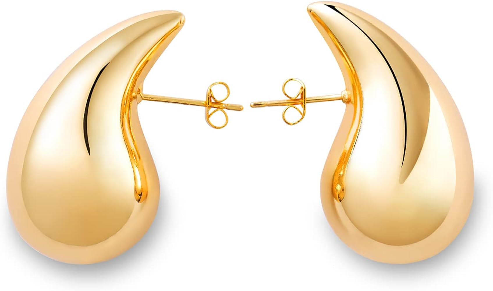 Chunky Gold Hoop Earrings for Women, Lightweight Hollow Open Hoops Waterdrop Tear Drop Earrings, ... | Amazon (US)