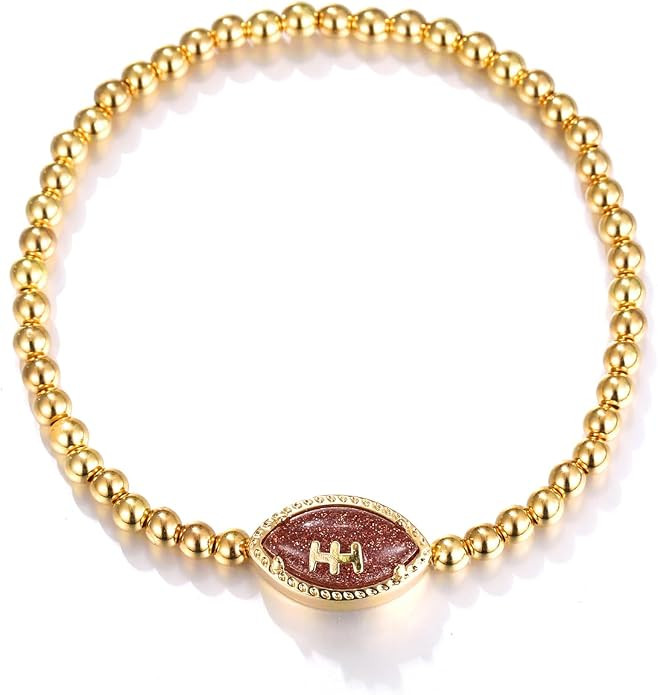 RAUCHBE Gold Football Bracelet For Women Ball Stretch Bracelets Sports Fan Bracelet Accessories J... | Amazon (US)