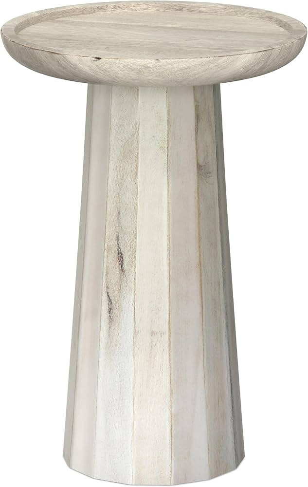 SIMPLIHOME Dayton End Table - 13 inch Wide Solid Mango Wood Round Accent Table in White Wash, Han... | Amazon (US)