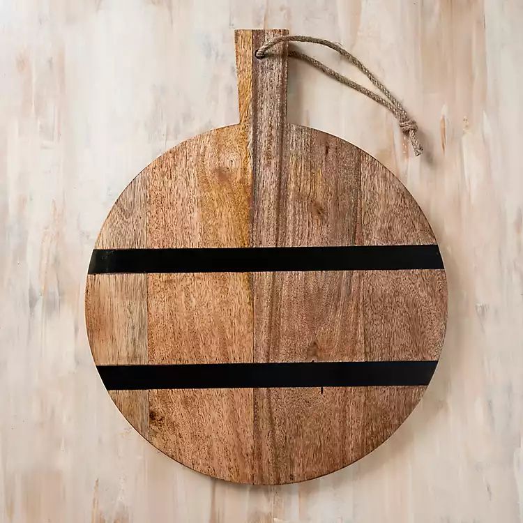 New!Black Stripe Round Paddle Serving Board | Kirkland's Home