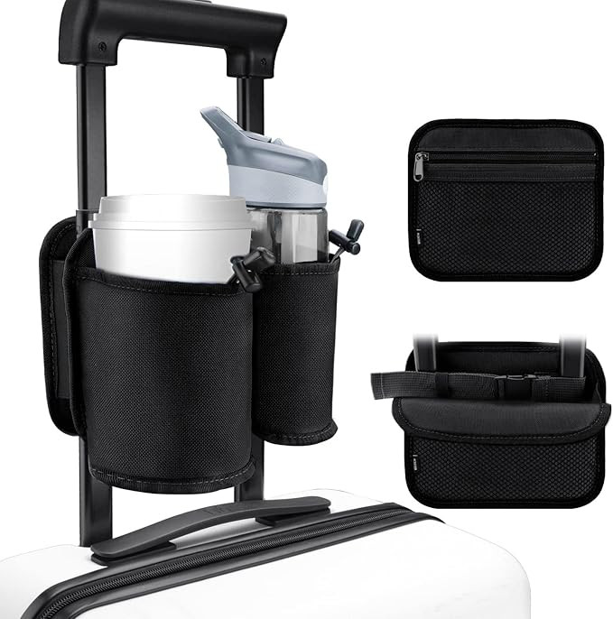 WALNEW Luggage Travel Cup Holders Fits Roll on Suitcase Handles Attachment Drinks Carrier for Dri... | Amazon (US)