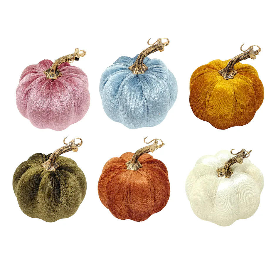 Modern Velvet Pumpkins, 4x4x4.5 in. | DollarTree