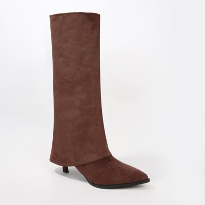 Berness Women's Treasure Fold-Over Suede Knee High Boots Brown Suede 8.5 | Target
