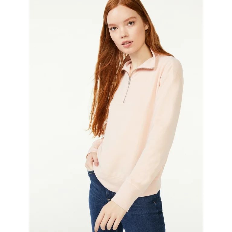 Free Assembly Women's Half Zip Sweatshirt with Collar | Walmart (US)