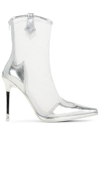 Get-rowdy Heeled Bootie in Silver Mesh | Revolve Clothing (Global)