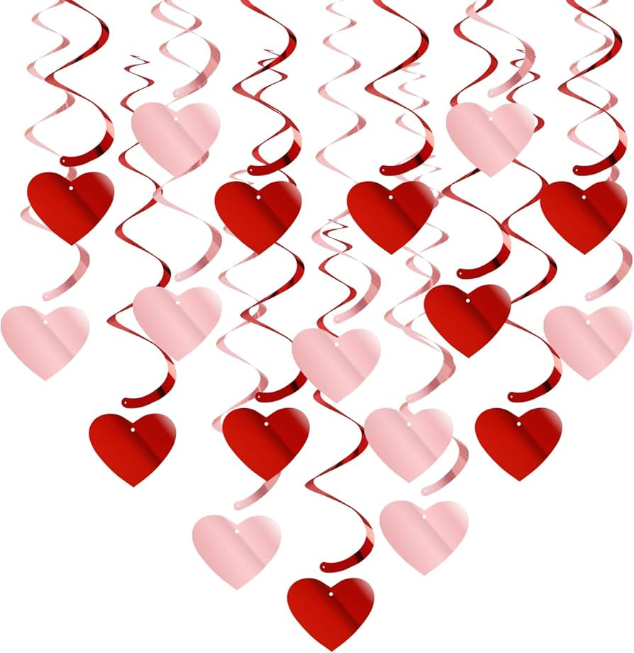 Red-Pink Valentines-Day Heart Party-Decorations Garland - 18pcs Romantic Special Night Galentines... | Amazon (US)