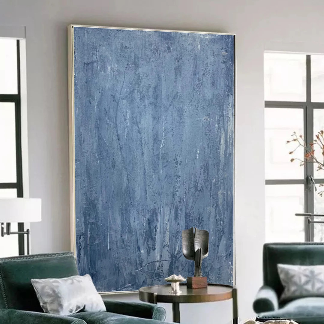 Blue Minimalist Painting, Blue Abstract Wall Art, Navy Minimalist Art, Blue Painting Abstract Pai... | Etsy (US)