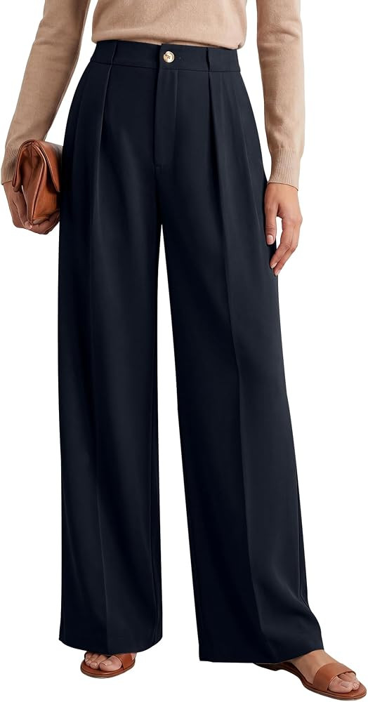 ANRABESS Women's High Waisted Wide Leg Dress Work Pants | Amazon (US)