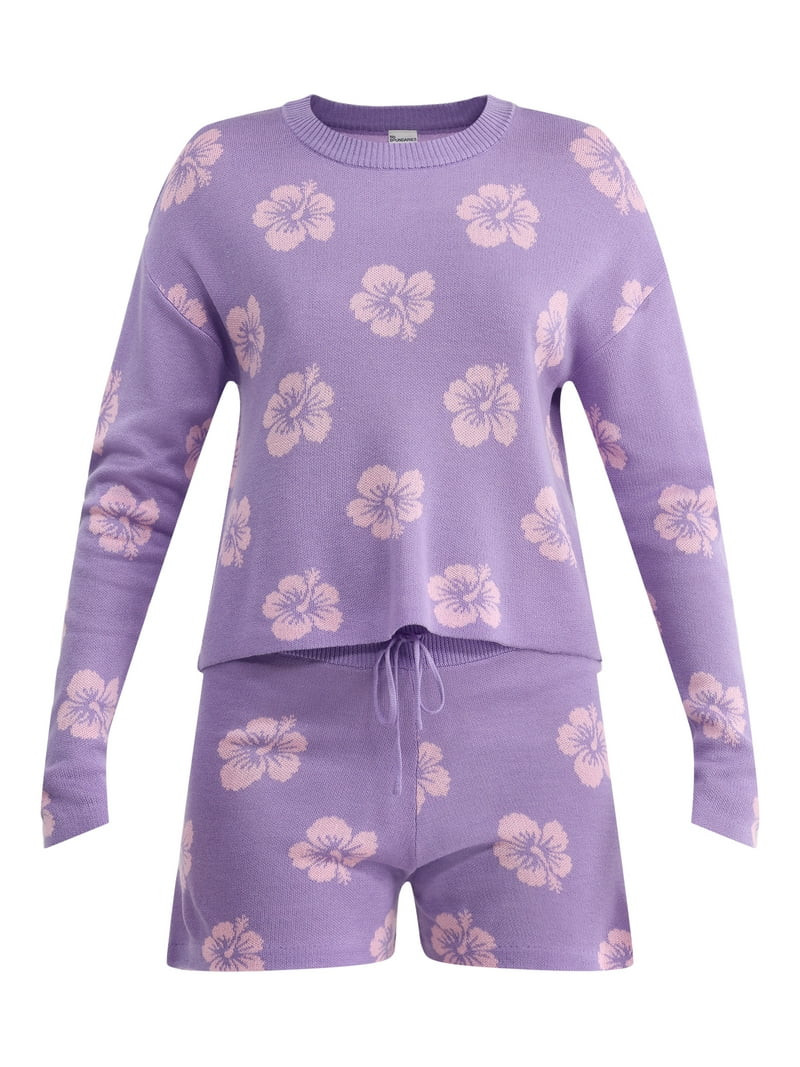 No Boundaries Intarsia Knit Top Coverup with Long Sleeves, Women's | Walmart (US)