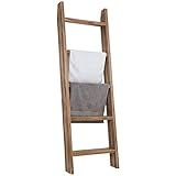 MyGift Wall-Leaning Dark Brown Wood Towel Ladder Rack | Amazon (US)