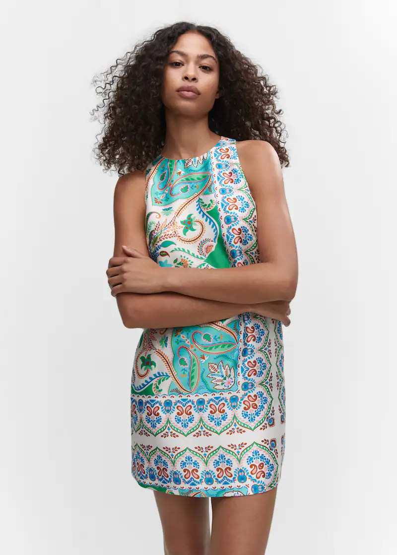 Paisley-print satin dress -  Women | Mango USA | MANGO (US)