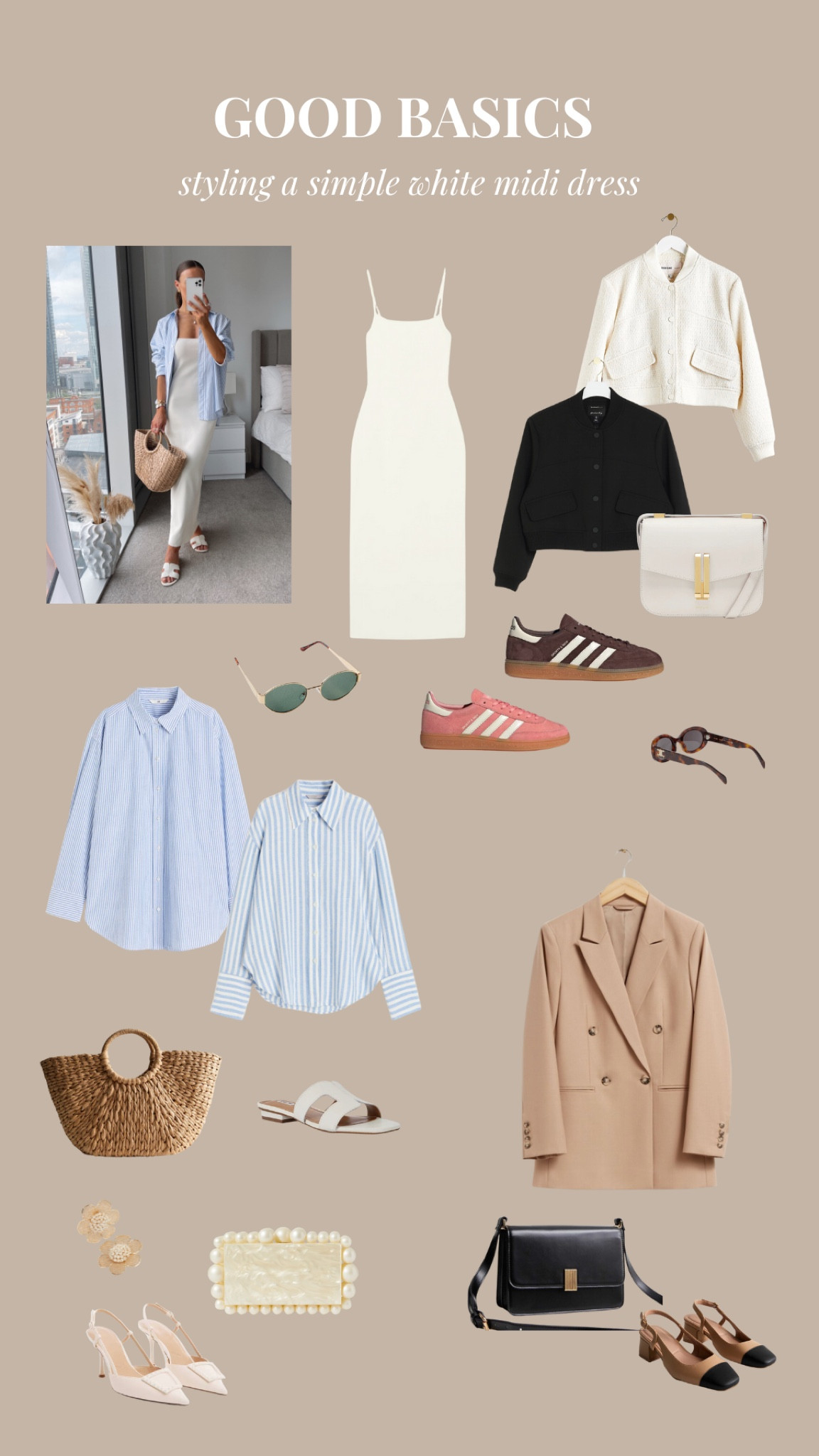 GOOD BASICS - styling a simple white midi dress 🤍

Wearing size XS in the exact COS dress 🫶🏽

#LTKsummer #LTKuk #LTKstyletip