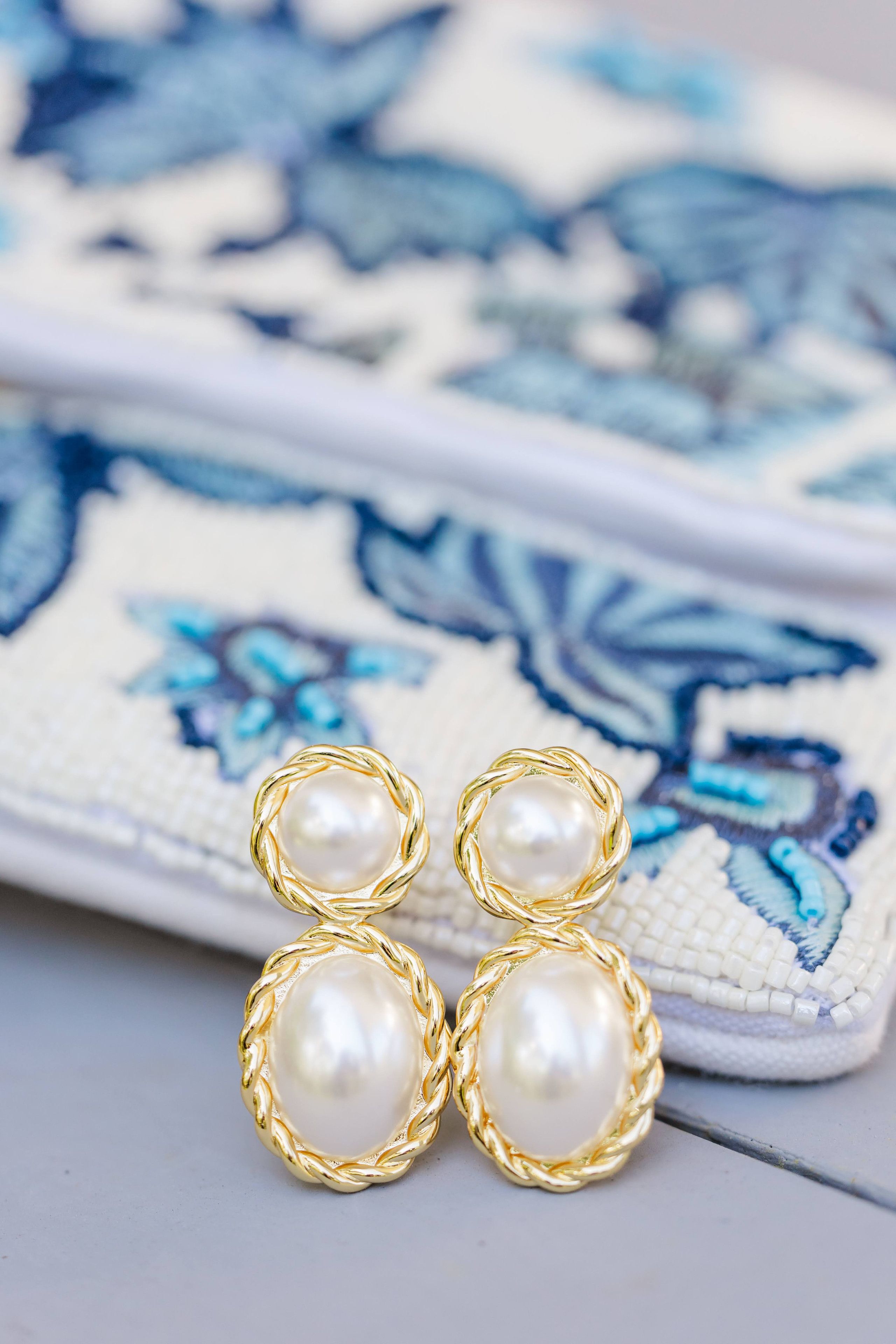 Jackie Pearl & Gold Roped Statement - Earrings - Belle of  the Ball | Lisi Lerch Inc