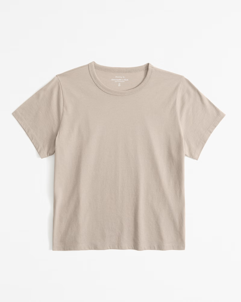 Abercrombie & Fitch Women's Essential Polished Body-Skimming Tee in Light Taupe - Size XXS | Abercrombie & Fitch (US)