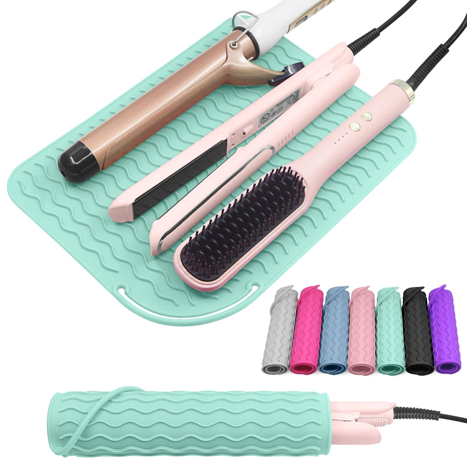 Plus Size Silicone Heat Resistant Mat, Portable Travel Hot Tools Pad Cover for Curling Iron, Flat... | Amazon (US)