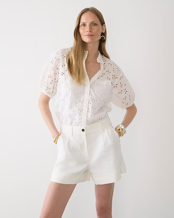 Cuffed high-rise suit short in stretch linen blend | J. Crew US