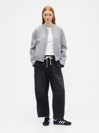 Mid Rise SuperSoft Pull-On Barrel Jeans | Gap Factory