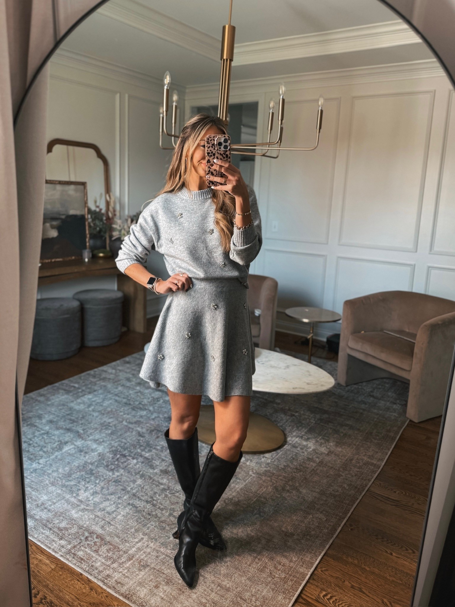 This sweater set from Walmart would be so cute for any holiday event! The rhinestone detail gives it just enough sparkle and the length of the skirt is perfect to wear with heels and boots!

#LTKParties #LTKHoliday #LTKStyleTip