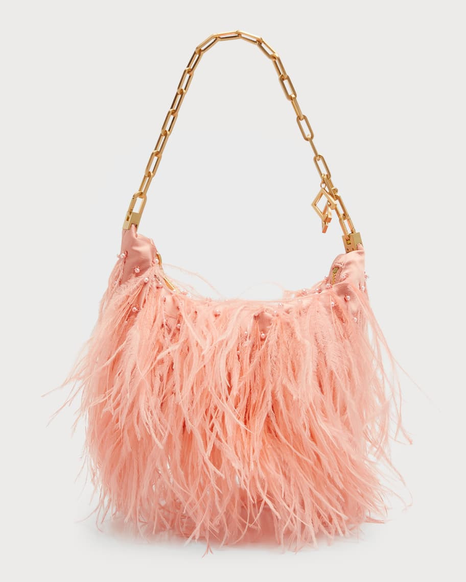 Cult Gaia Gia Ostrich Feather Shoulder Bag | Neiman Marcus