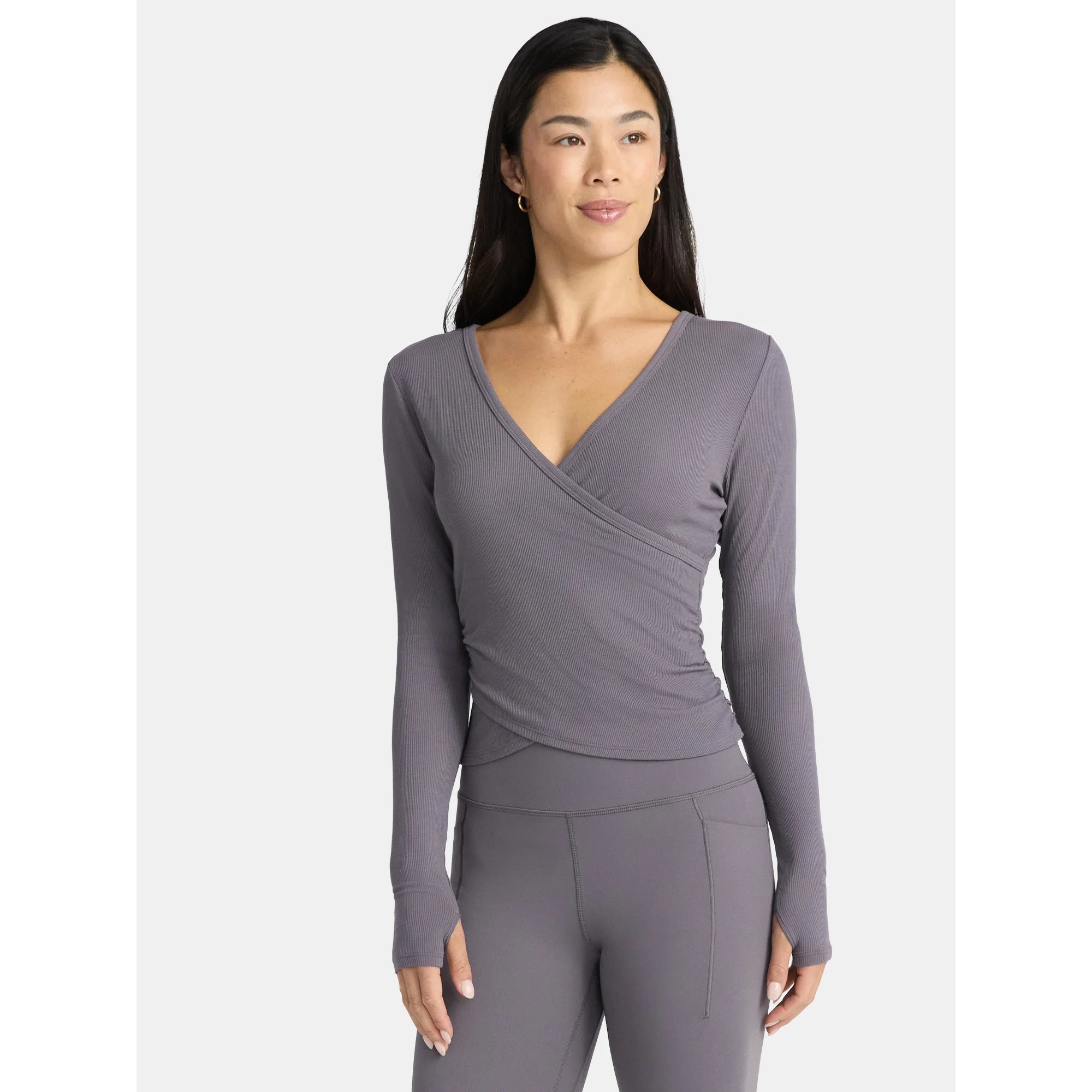 Avia Women's Reversible Wrap Top with Long Sleeves, Sizes XS-XXXL | Walmart (US)