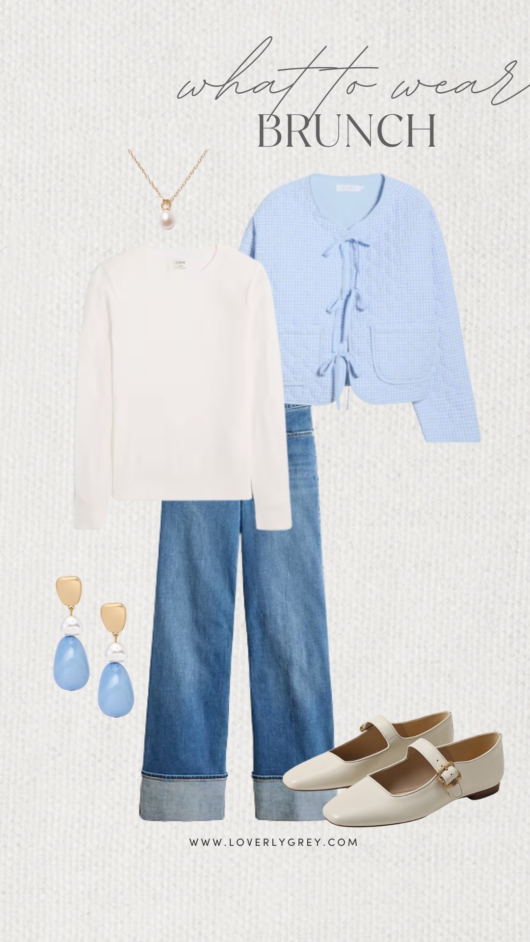 Loverly Grey, what to wear to brunch! I am loving this blue jacket paired with a simple white long sleeve and rolled denim! Accessorize with cute earrings from Target, Mary Jane flats, and a simple pearl necklace to complete the look! Loverly Grey, what to wear, brunch

#LTKFindsUnder100 #LTKSeasonal #LTKgrwm