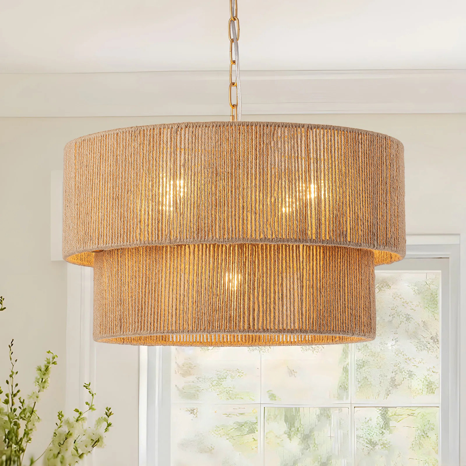 Bay Isle Home™ Stutz Rattan 5-Lights Hand-Woven Hemp Rope Pendant Chandelier & Reviews | Wayfai... | Wayfair North America