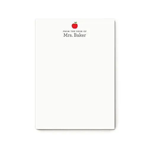 Personalized Elementary School Teacher NOTE PAD, Cute Red Apple Stationery Gift for Teacher - APP... | Amazon (US)
