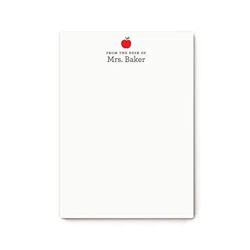 Personalized Elementary School Teacher NOTE PAD, Cute Red Apple Stationery Gift for Teacher - APP... | Amazon (US)