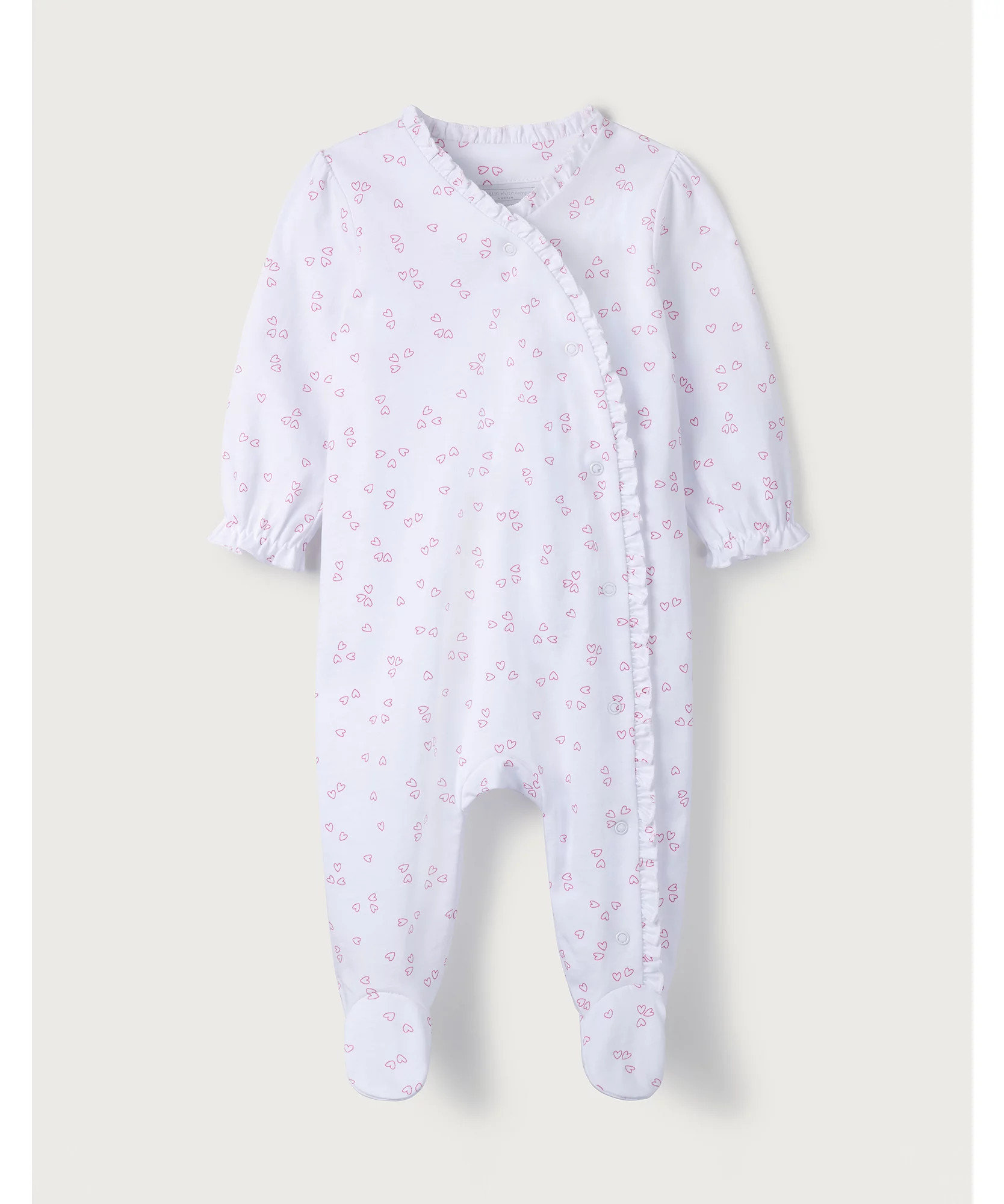 Heart-Print Frill Sleepsuit | The White Company (UK)