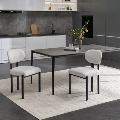 Modern Orange Upholstered Kitchen Dining Chairs Set of 2, Dining Chairs with Black Metal Legs | Wayfair North America