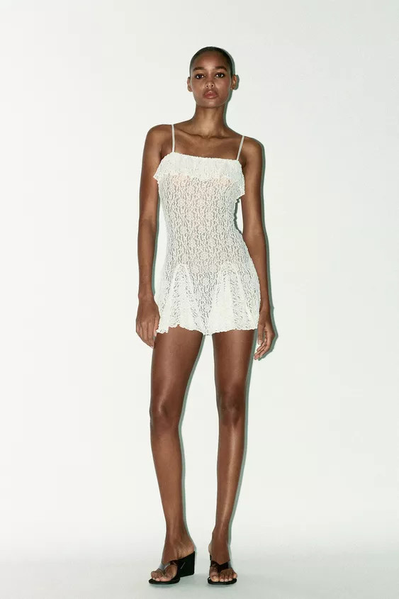 GODET LACE MINI DRESS | Zara UK